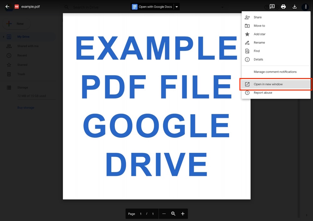 Google Drive: PDF in neuem Fenster öffnen