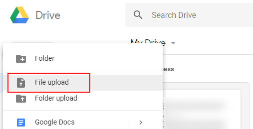 Upload von Google Drive-Dateien