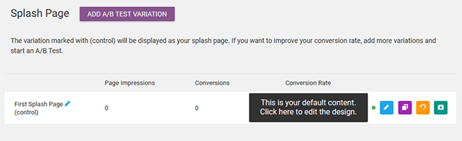 Splash-Seite verwalten