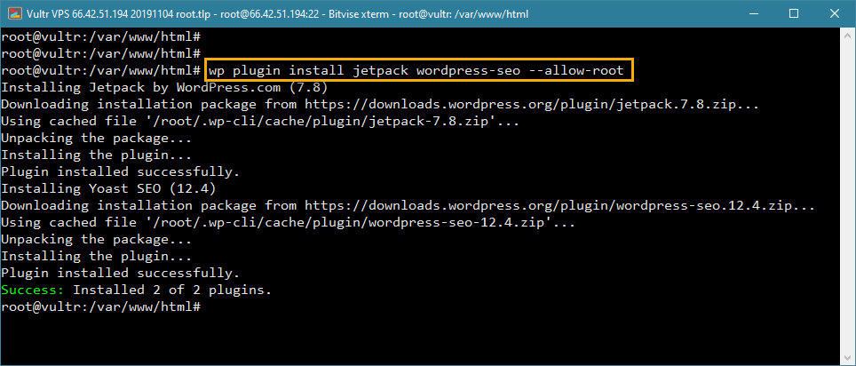 wp-cli installiert mehrere Plugins in WordPress
