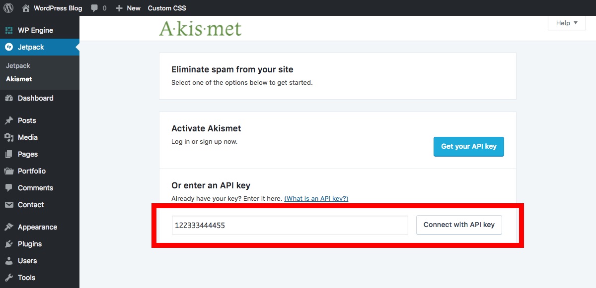 Akismet-API verbinden