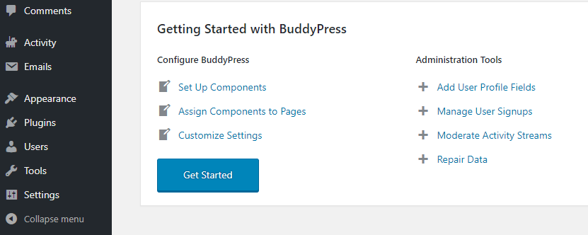 BuddyPress-Willkommensbildschirm