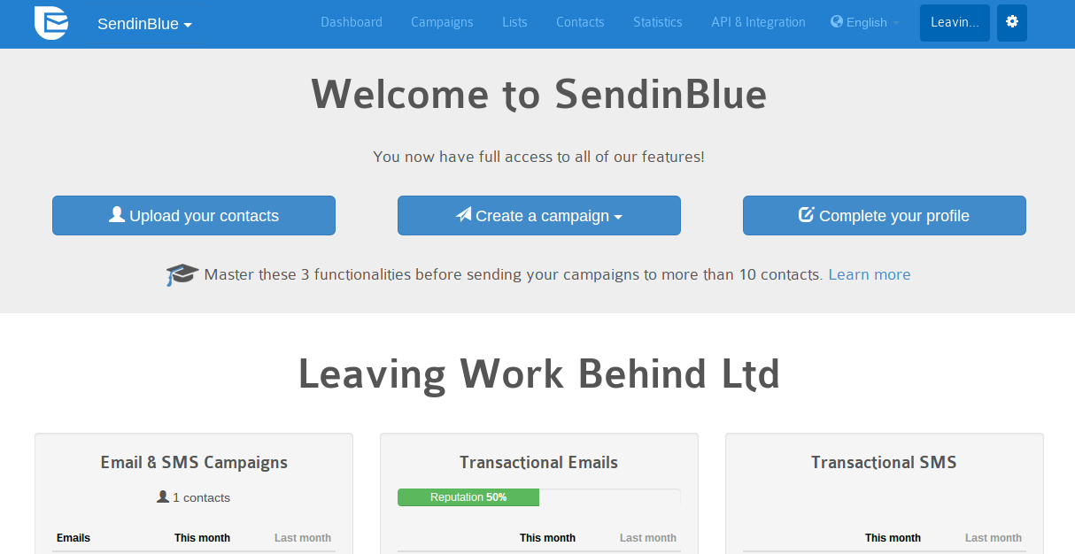 SendinBlue-Dashboard