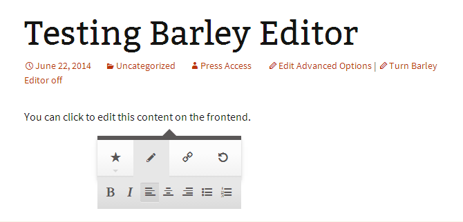 Barley Front-End-Inline-Editor