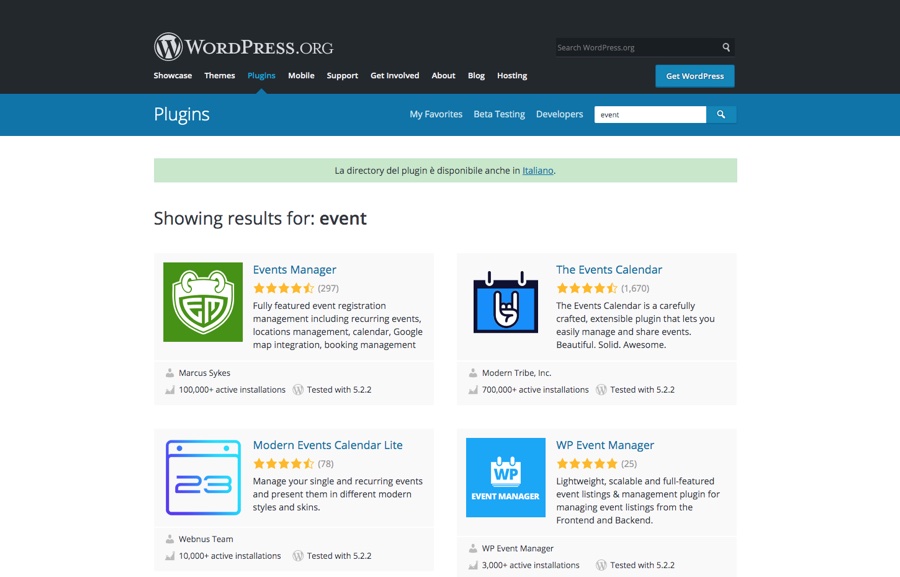 WordPress.org kostenlose Event-Plugins