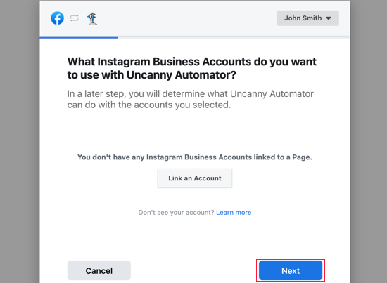 Sie können Uncanny Automator mit einem Instagram-Geschäftskonto verbinden