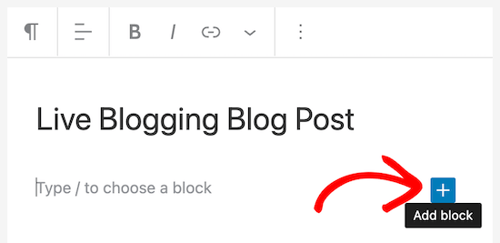 Neuen Block für Live-Blogging hinzufügen