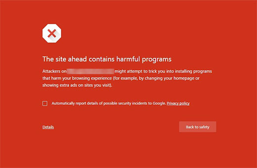 Diese Website enthält einen Fehler mit schädlichen Programmen in Google Chrome