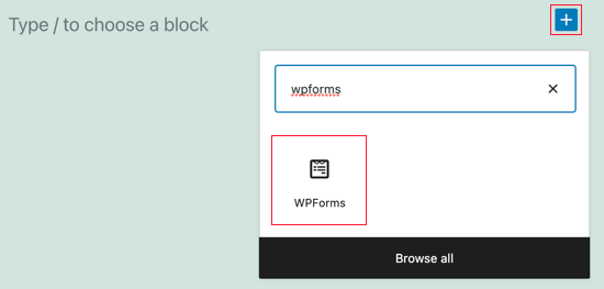 Fügen Sie einen WPForms-Block hinzu