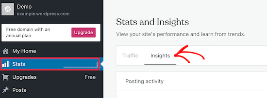 Navigieren Sie zu WordPress.com-Statistiken und -Einblicken