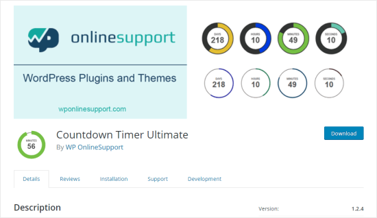 Die Countdown Timer Ultimate WordPress-Plugin-Seite
