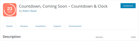 Die Countdown Builder-Plugin-Seite