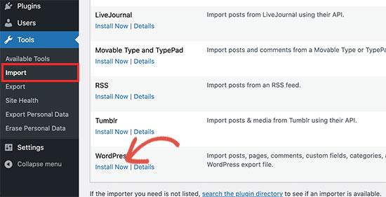 WordPress importieren