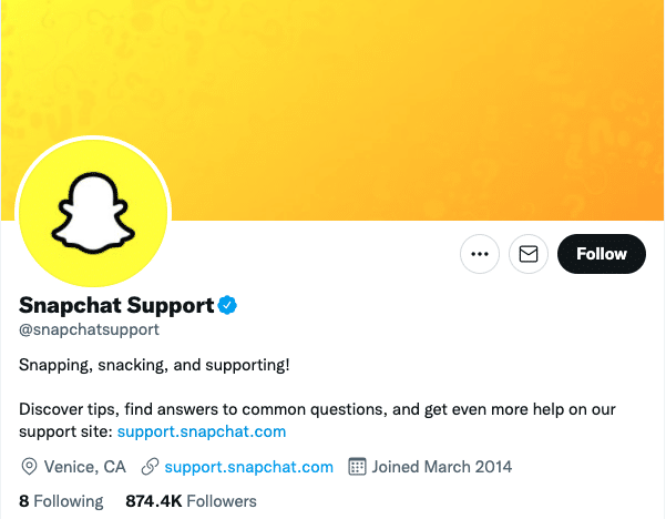 Snapchat-Support-Twitter-Konto