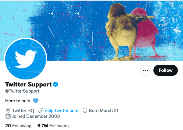 Twitter-Support-Account auf Twitter