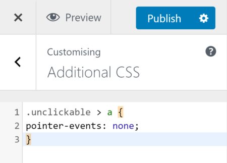 Code zum Tab „Zusätzliches CSS“ des Customizers hinzugefügt