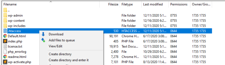 Bearbeiten Sie Ihre htacess-Datei über FTP.