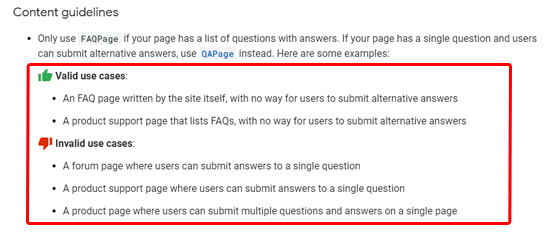 Inhaltsrichtlinien für FAQ-Schemas