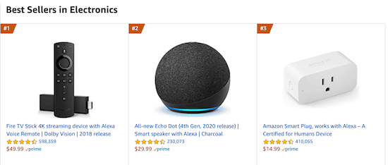 Beispiel für beliebte Amazon-Produkte