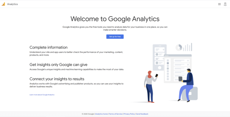 Die Google Analytics-Startseite.