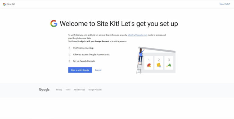 Die Google Site Kit-Website.