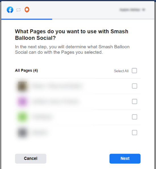 Wählen Sie Seiten aus, die mit Smash Balloon verwendet werden sollen