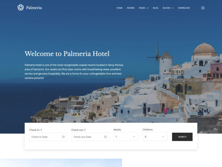 Palmeria Kostenloses Hotel WordPress Theme