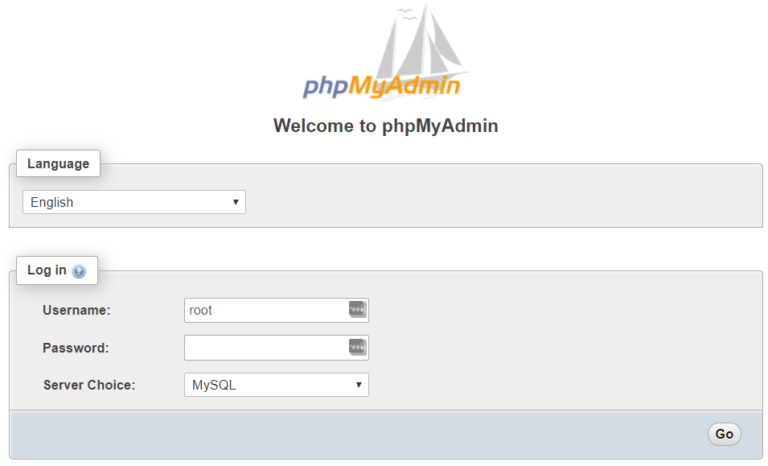 Zugriff auf phpMyAdmin.