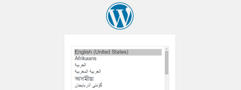 Auswahl der Sprache für das WordPress-Installationsprogramm.