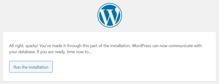 Ausführen des WordPress-Installationsprogramms.