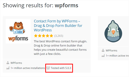 WPForms-Plugin getestet mit WordPress 5.0 plus
