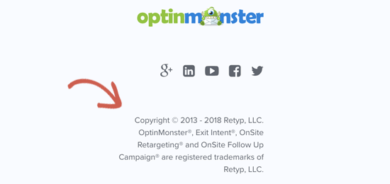 Beispiel für die Verwendung von Urheberrechts- und Markensymbolen auf einer Website