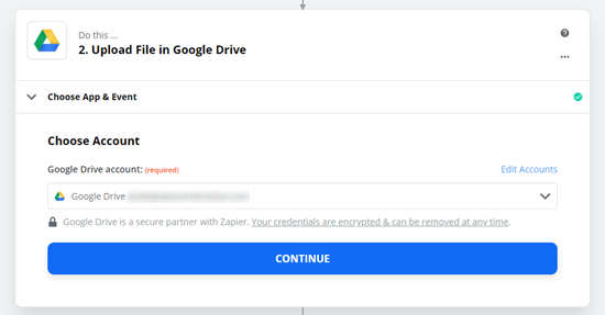 Zapier und Google Drive sind jetzt verbunden