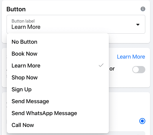 Call-to-Action-Button auf Facebook-Werbung