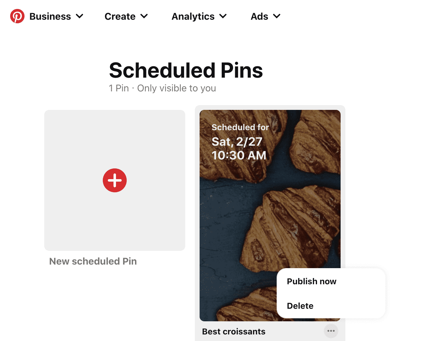 geplante Pins auf Pinterest-Tab