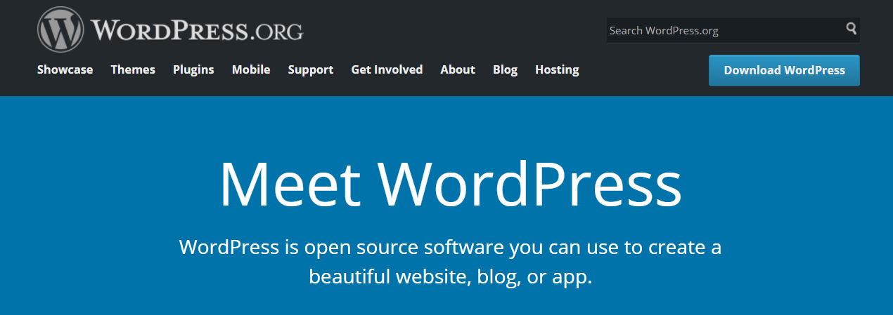 Die WordPress.org-Homepage.