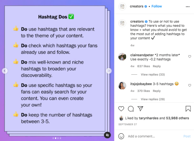 Best Practices für Instagram Creator-Hashtags