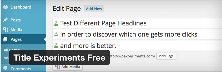 Titel Experimente Kostenloses WordPress-Plugin