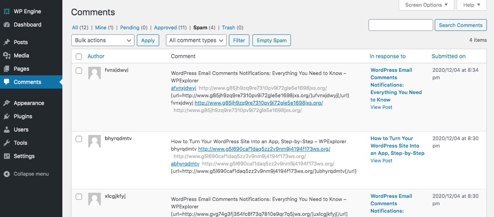WordPress Kommentar Spam