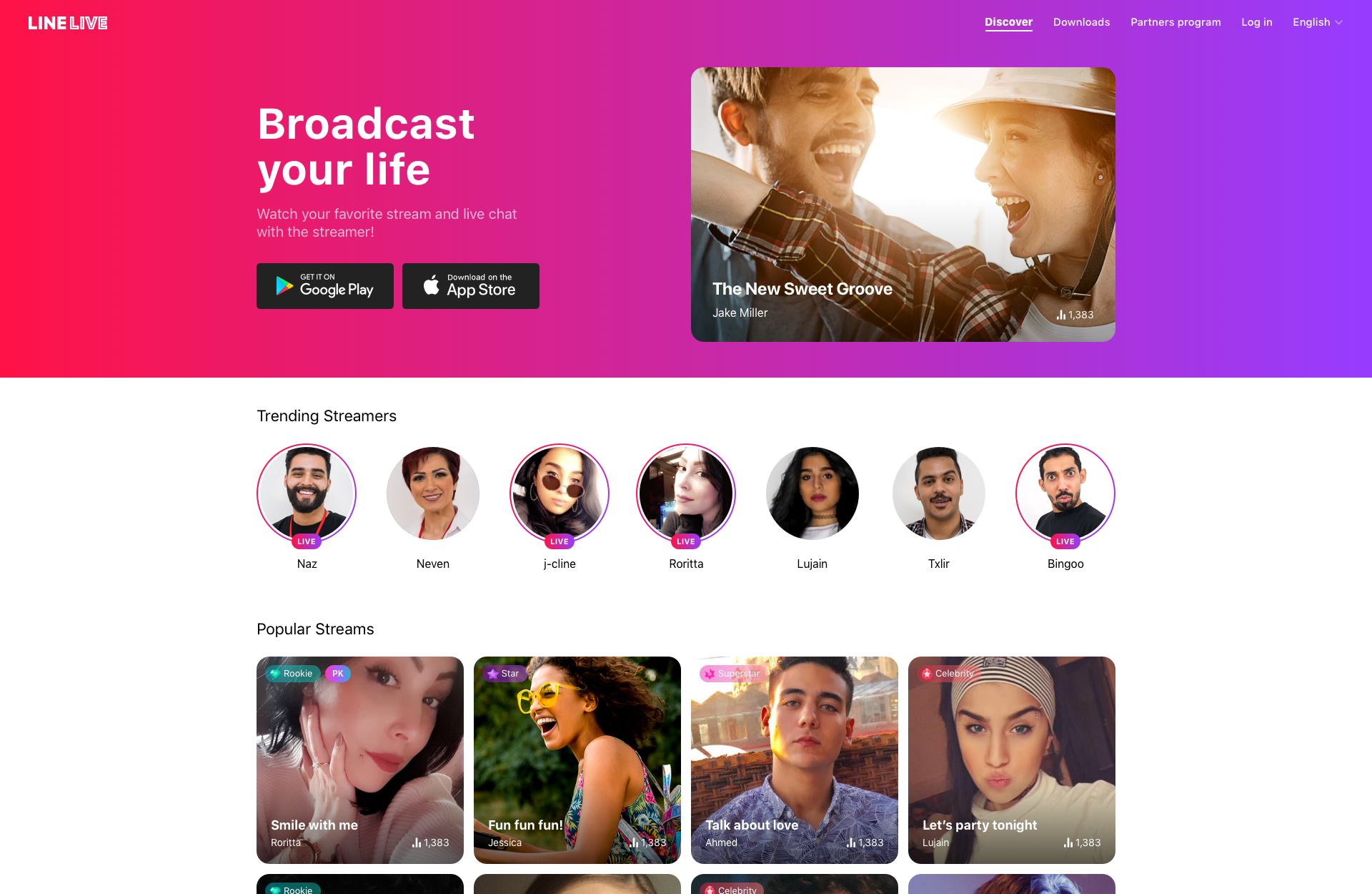 Line-App-Trendstreamer und beliebte Streams