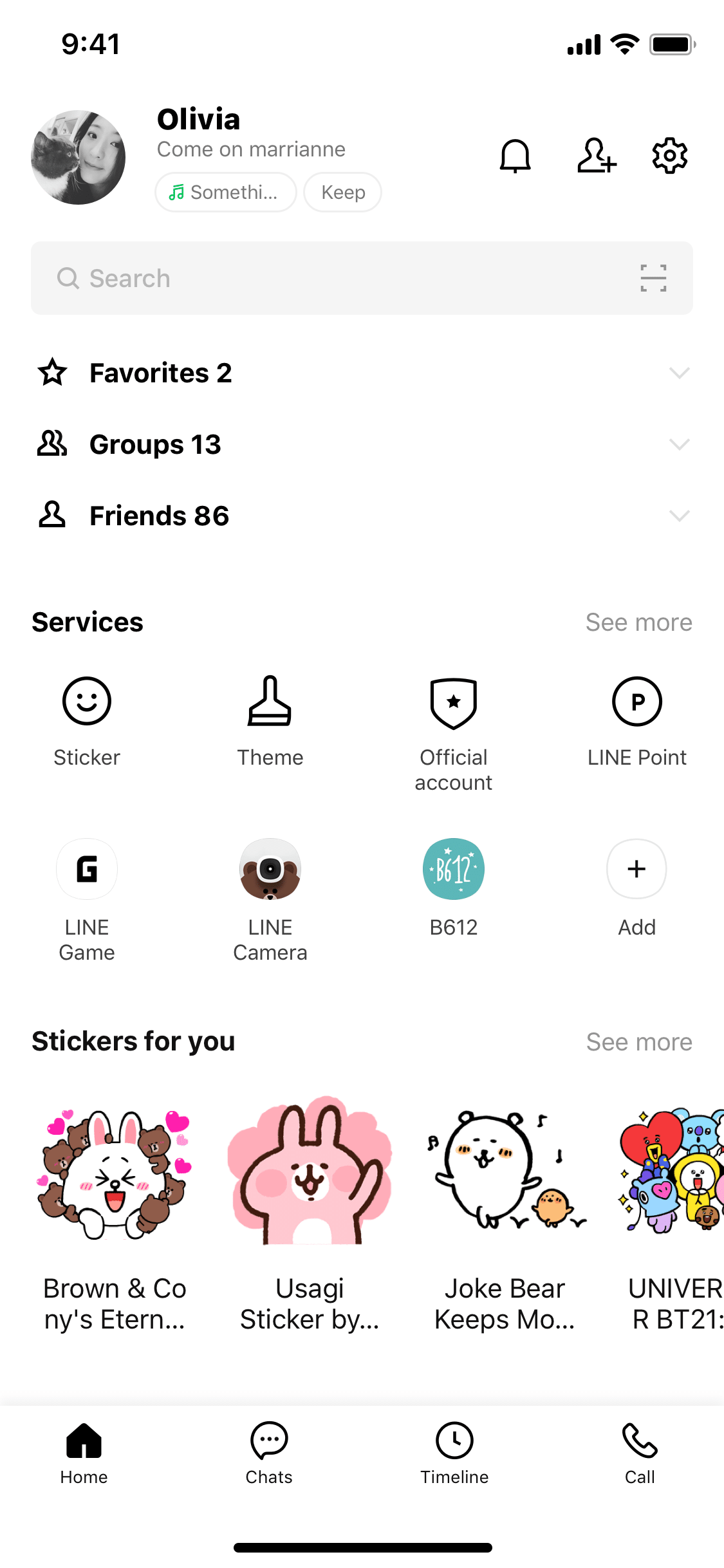 Line-App-Profilseite