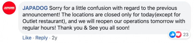 JAPADOG antwortet auf einen verwirrenden Facebook-Post, der darauf hindeutet, dass sie geschlossen werden.
