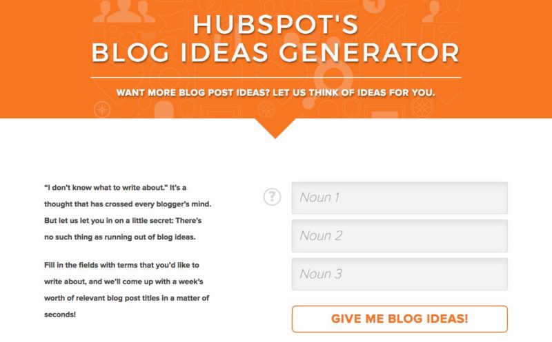 Screenshot des Blog-Ideengenerators von hubspot