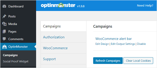 Aktualisieren Sie Ihre Kampagnenliste im WordPress-Dashboard