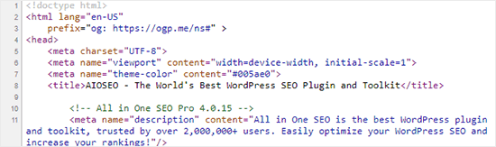 Von WordPress-Plugins hinzugefügte Metainformationen