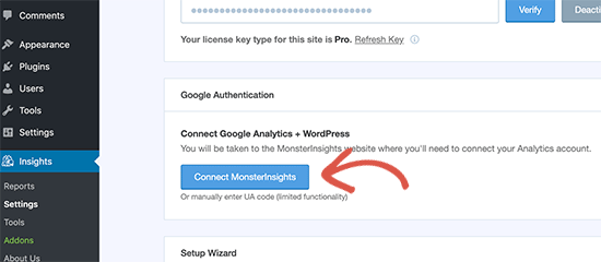 Verbinden Sie MonsterInsights mit Google Analytics