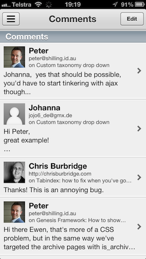WordPress-Mobile-Kommentar