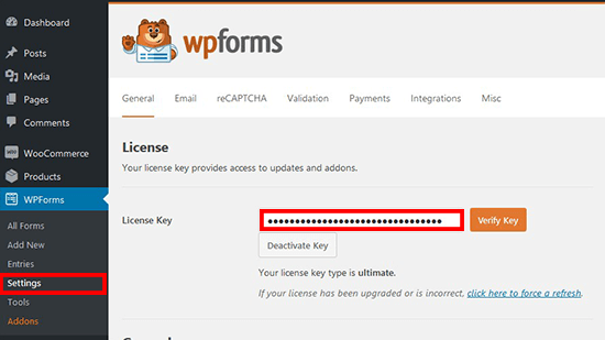WPForms-Lizenz