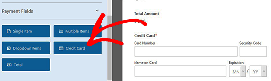Fügen Sie dem Formular ein Kreditkartenfeld hinzu