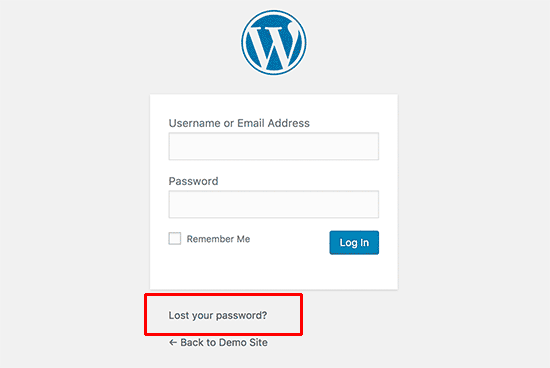 Passwort-Link auf dem WordPress-Anmeldebildschirm verloren